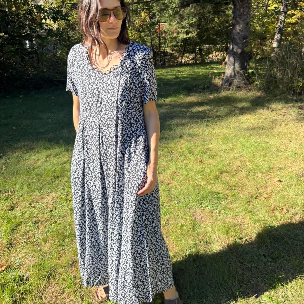 Vintage 90s ditsy floral rayon jumpsuit